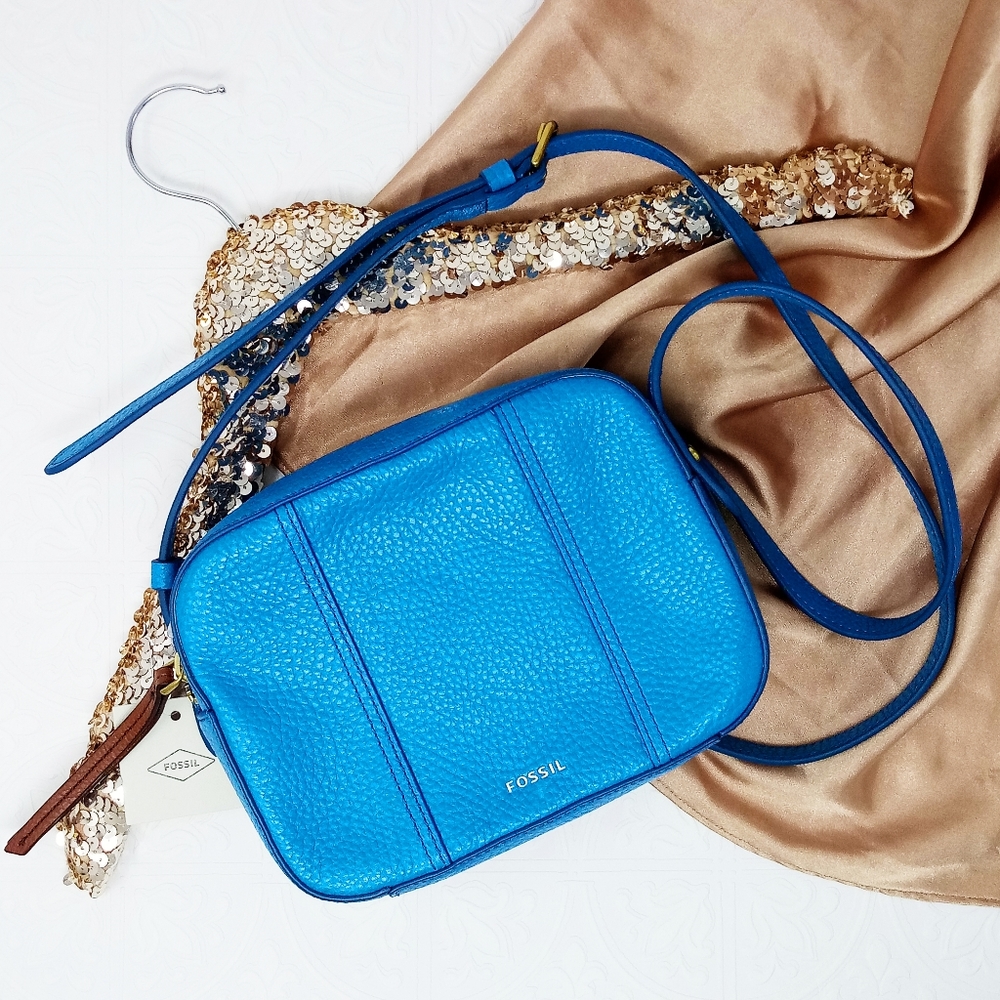 Fossil Blue Cerulean Gemma Camera Crossbody Bag
